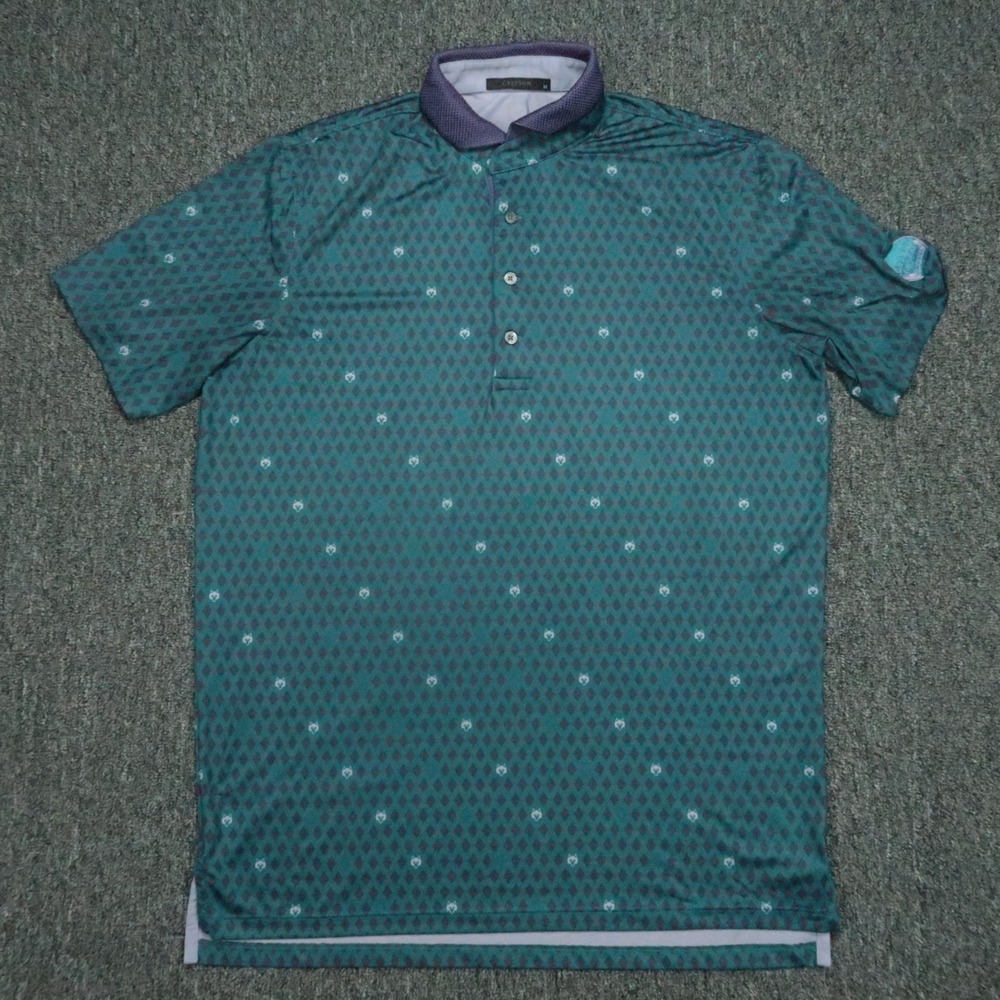 Greyson Shirt Mens Medium Blue Purple Performance Polo Dallas National Golf Club
